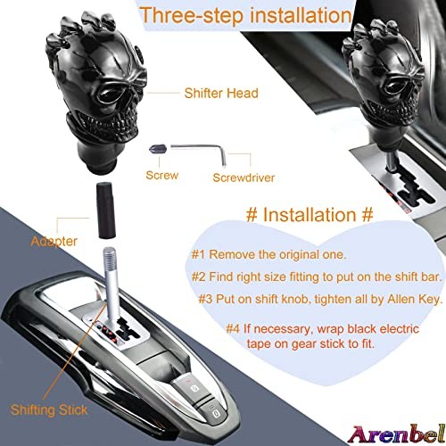 Car Shift Knob Skull Shifter Knobs Skeleton Handle Car Racing Gear Lever Black