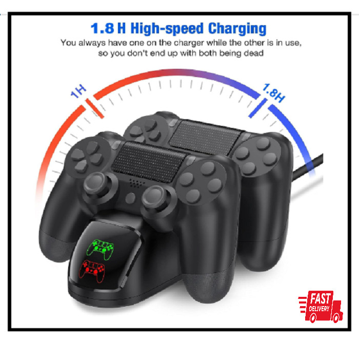 PS4 Controller Charger Dock Station, PS4 Remote Charging Station with Fast-Ch...