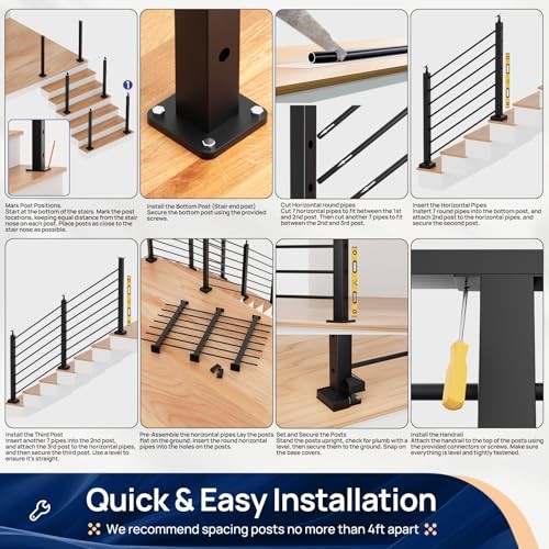 1 Pack 35"x3"x3" Horizontal Aluminum Deck Railing Post 1x Level End Post.