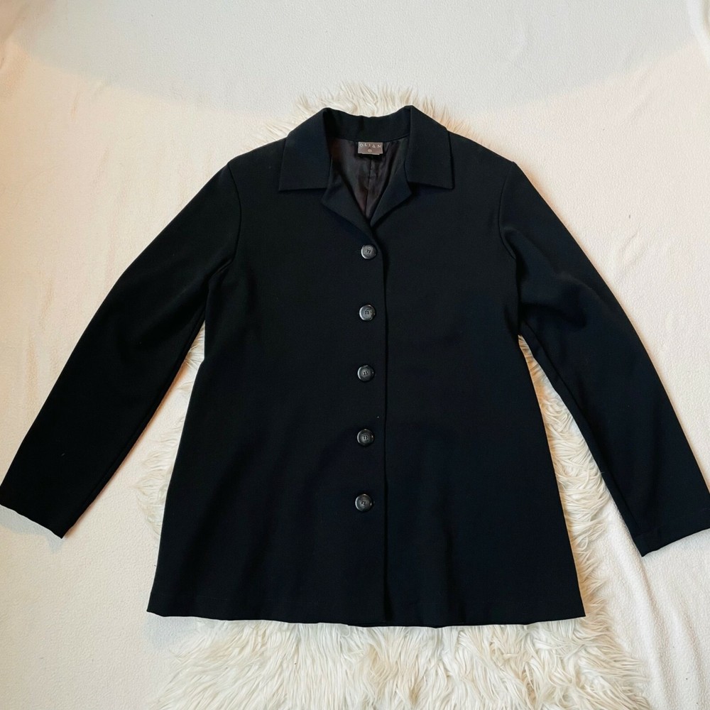 Olian Blazer Maternity Womens Medium Black Collared Button Jacket