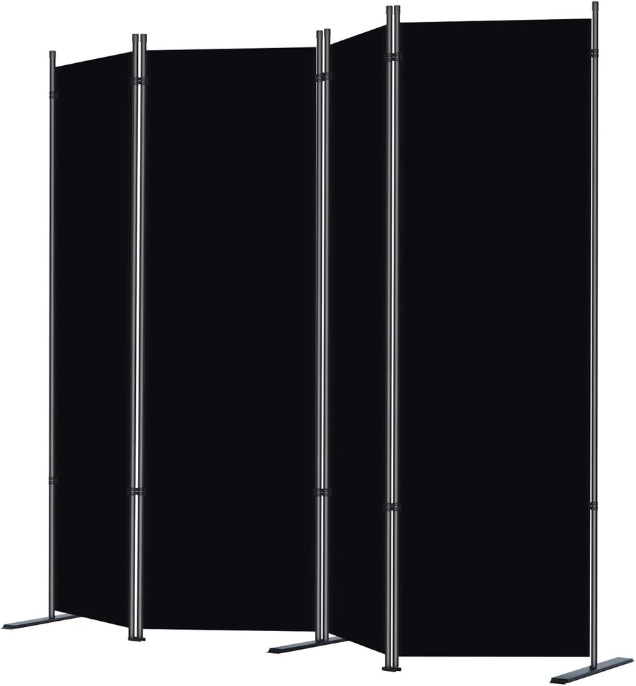 Room Divider Screen 4 Panel Portable Privacy Screen 6 FT Black Folding Partition
