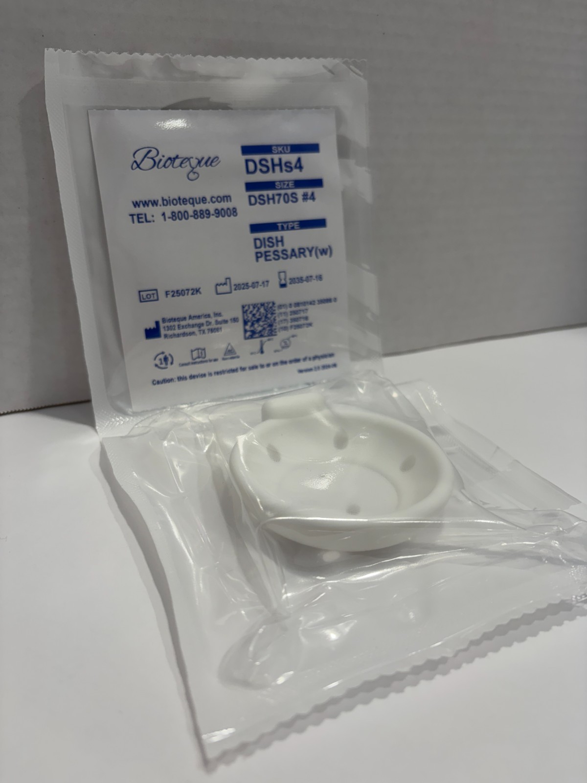 Bioteque America Dish Pessary with Support Silicone: All Sizes