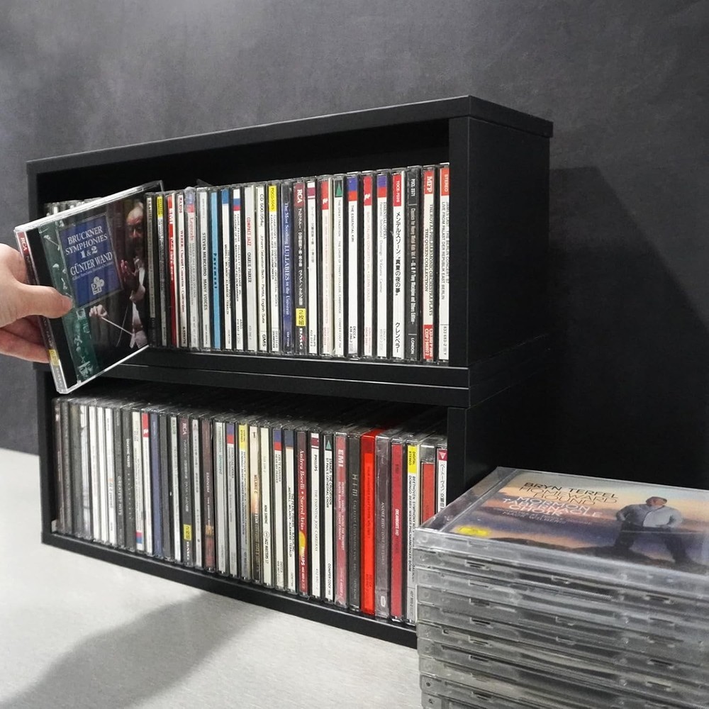 CD Storage Rack Stackable Organizer Disc Display Stands Hold Up to 35 CDs