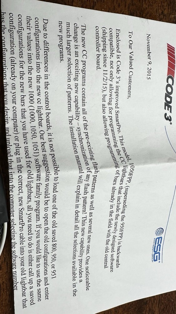 Code3 1050FPP Smartpro Flash Pattern Programmer