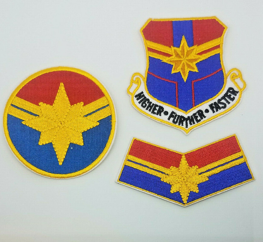 Captain Marvel Inspired Flight Suit Embroidered Patches. Your choice