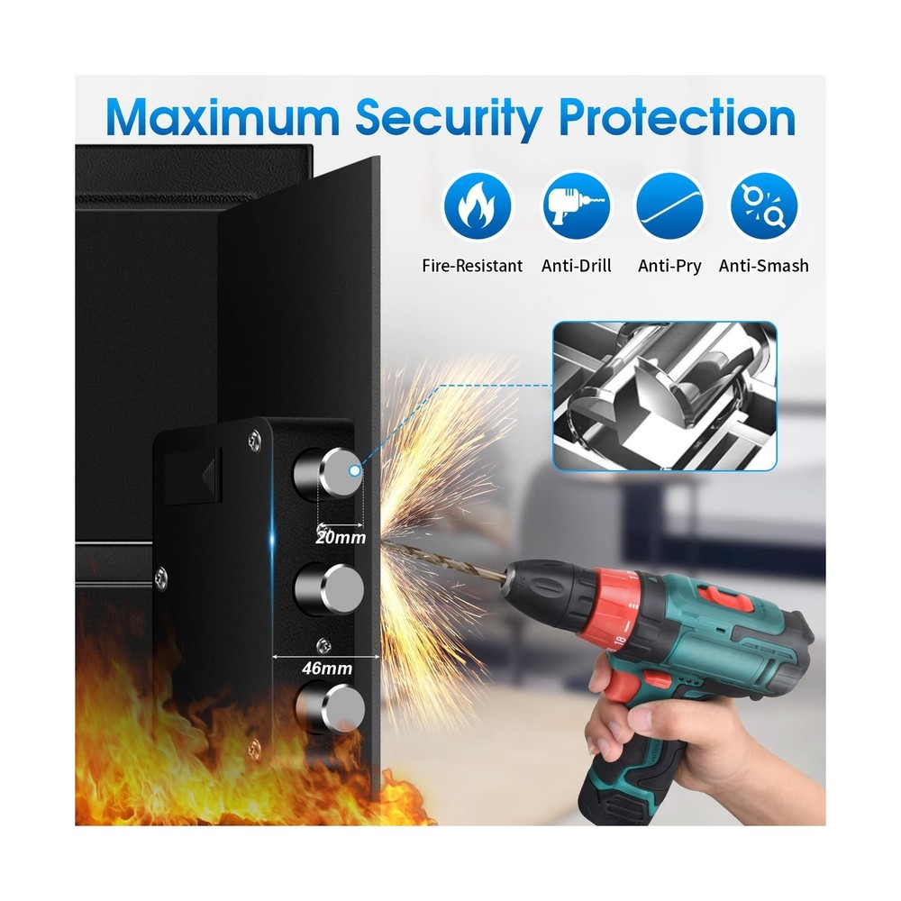 2.2 Cu Ft Fireproof Home Safe Box - Digital Electronic Keypad, Steel Security...