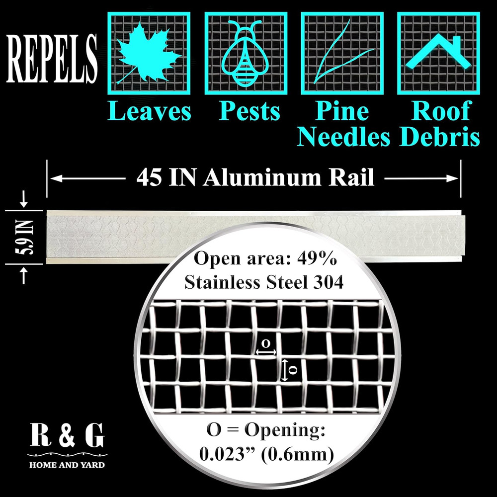 Premium Stainless Steel Gutter Guards - 45 FT Micro Mesh, Easy DIY Installation