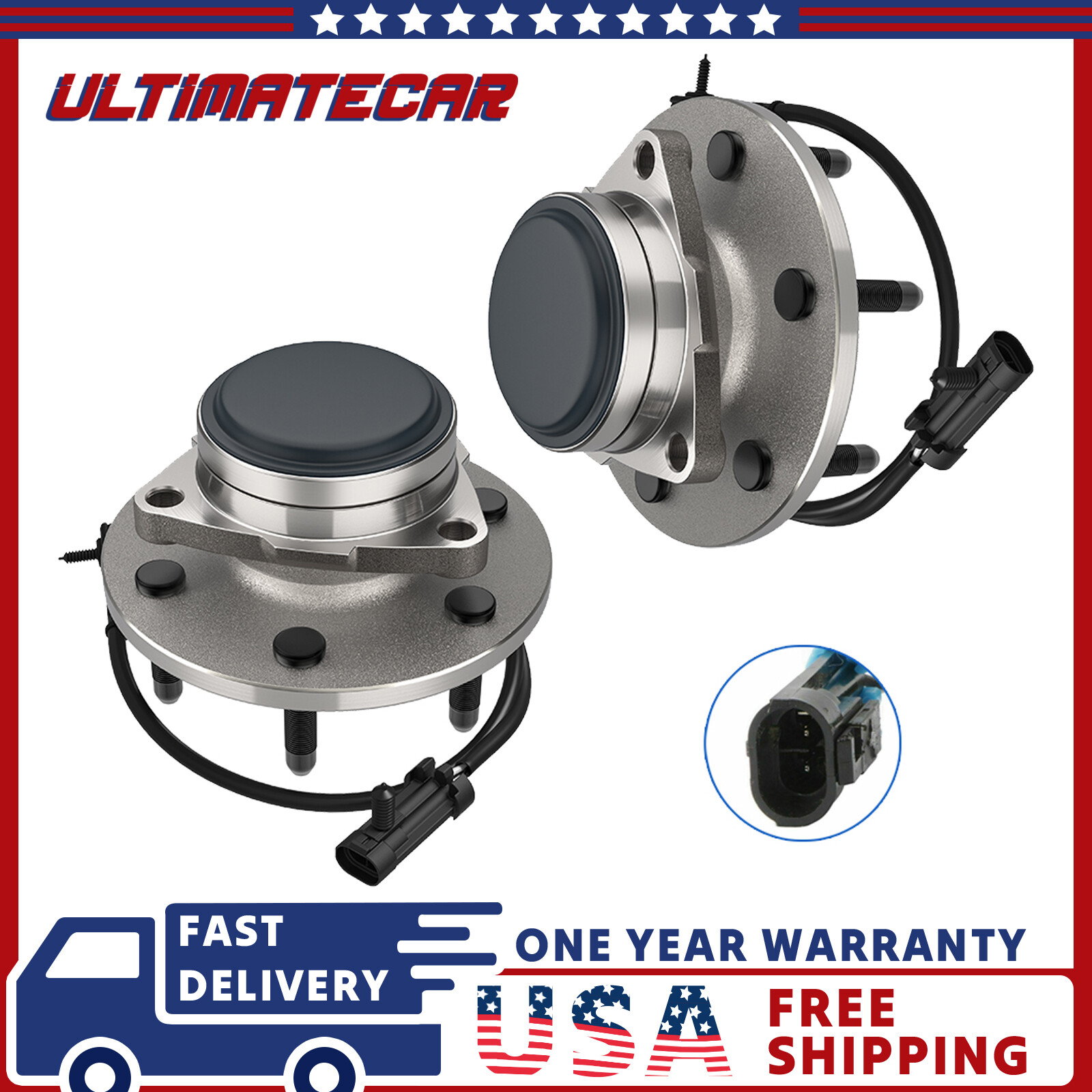 Front Pair (2) Wheel Hub Bearing Assembly For GMC Chevy Truck 2WD 515053 515071