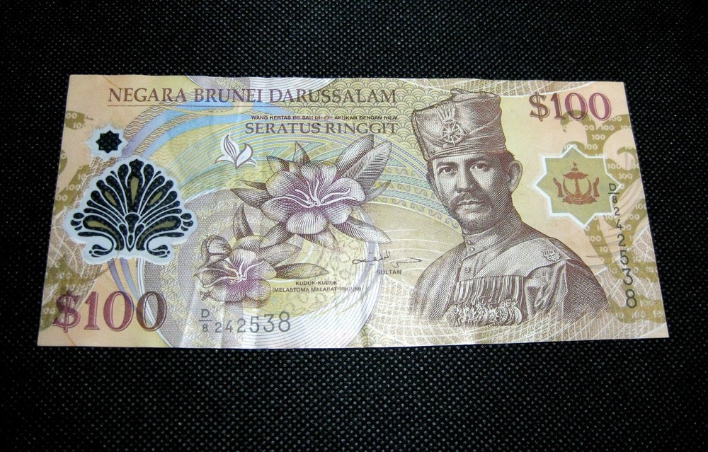 2004 Brunei $100 One Hundred Dollars Seratus Ringgit Currency Note D8 242538