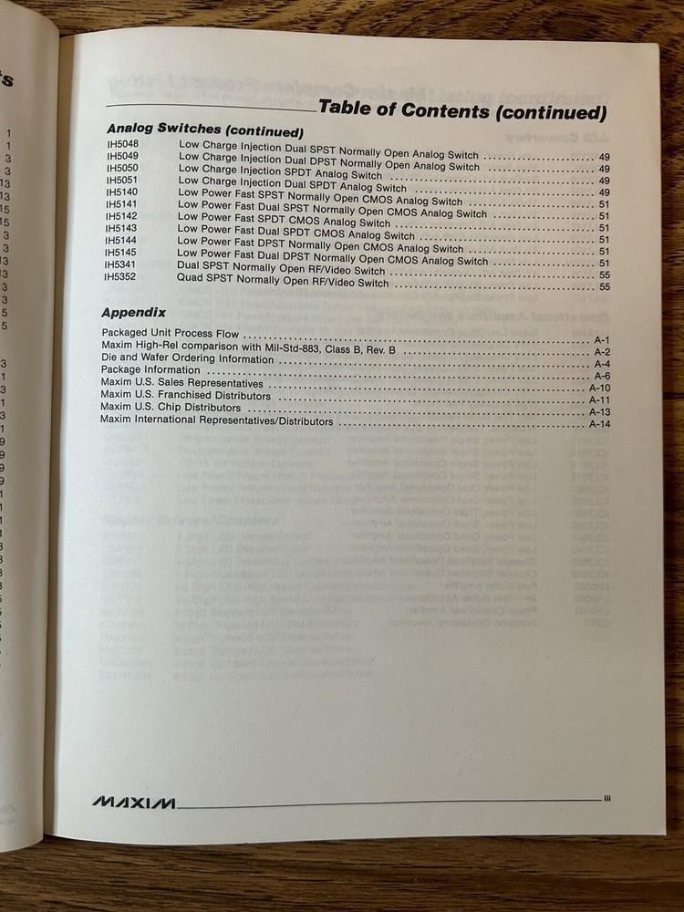 Maxim 1986 Analog Switches and Multiplexers Data Book