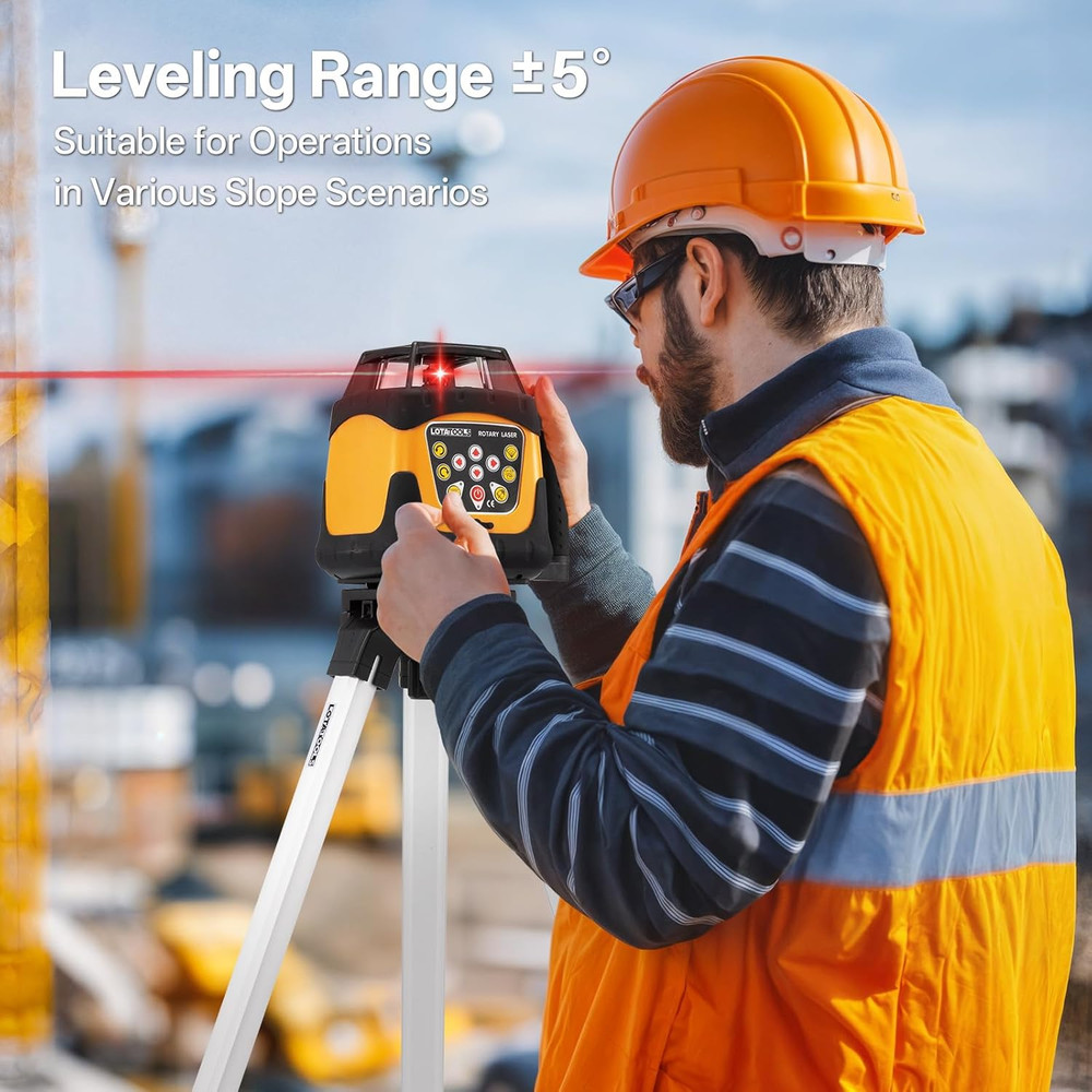 Self-Leveling Rotary Laser Level Kit with Tripod & 2000' Range