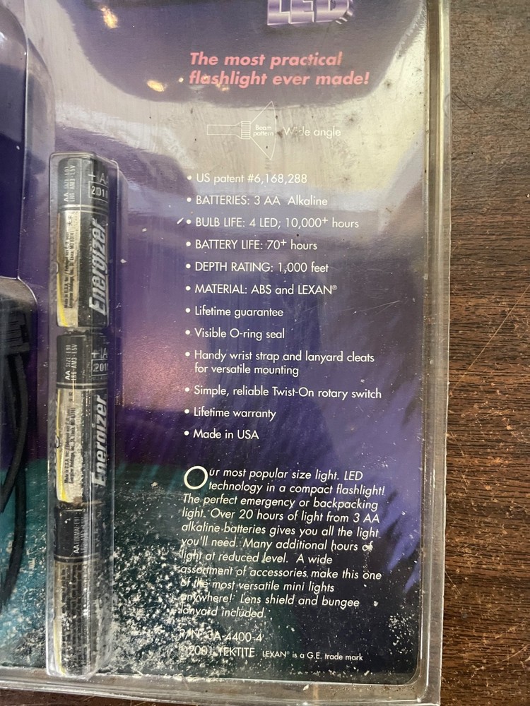 TEKTITE Trek 4 LED Dive Lightstick Black Handle 2001 UNTESTED