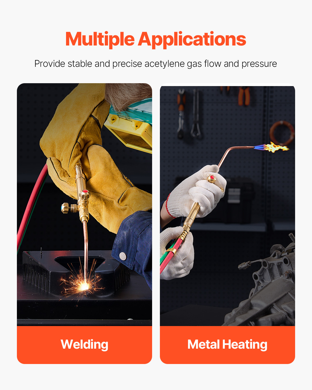 VEVOR Oxygen Acetylene Torch Kit 14PCS Gas Welding & Cylinder Holder 177'' Hose