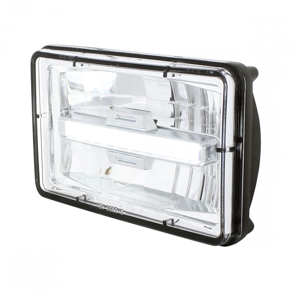 High Power LED 4” x 6” Rectangular Headlight w/ White DRL Bar- Low Beam