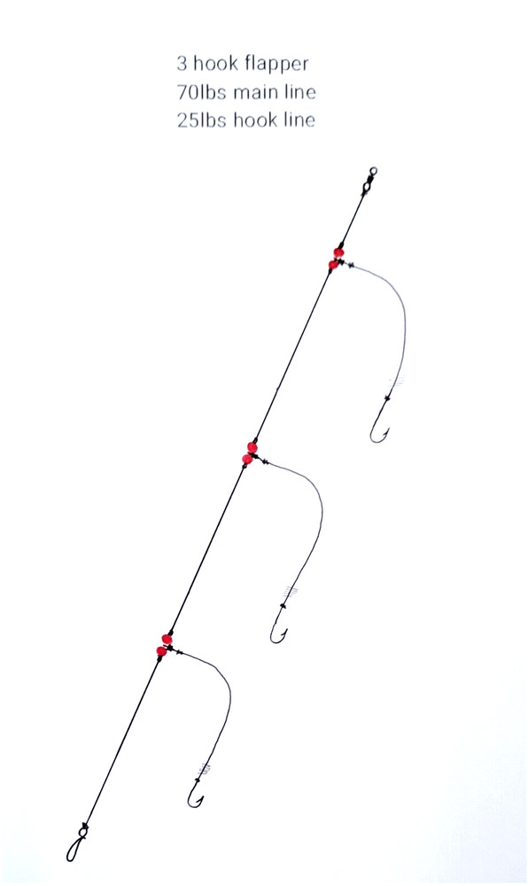4  circle Three hook flapper sea fishing rig made with #4 hook'