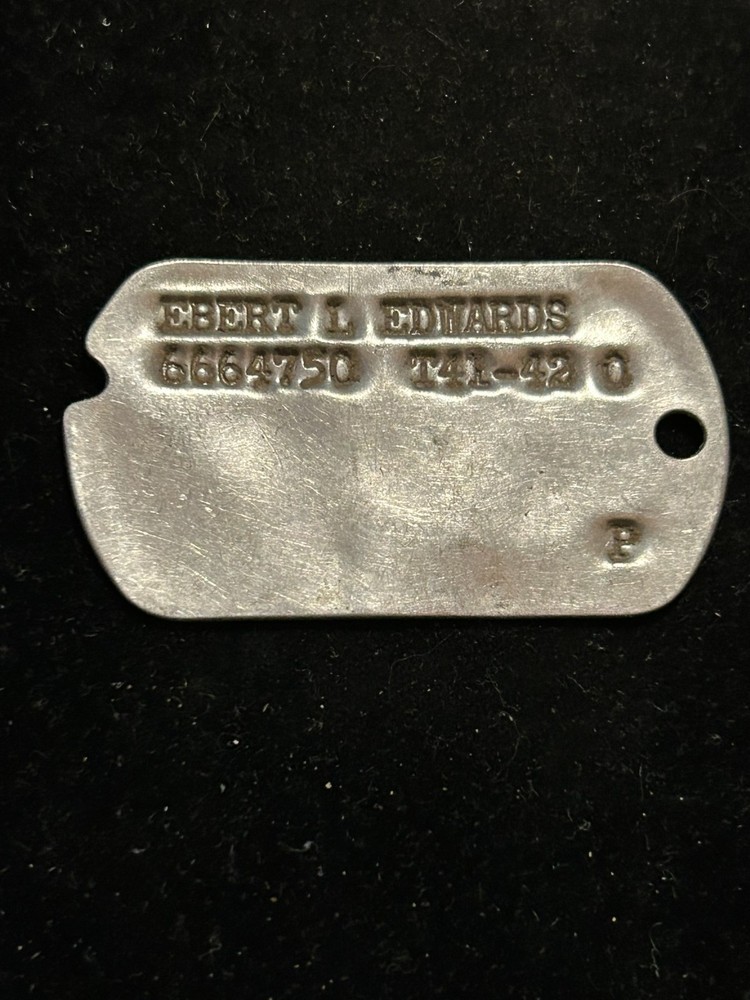 WWII T41-42 Dog Tag Military Ebert L. Edwards