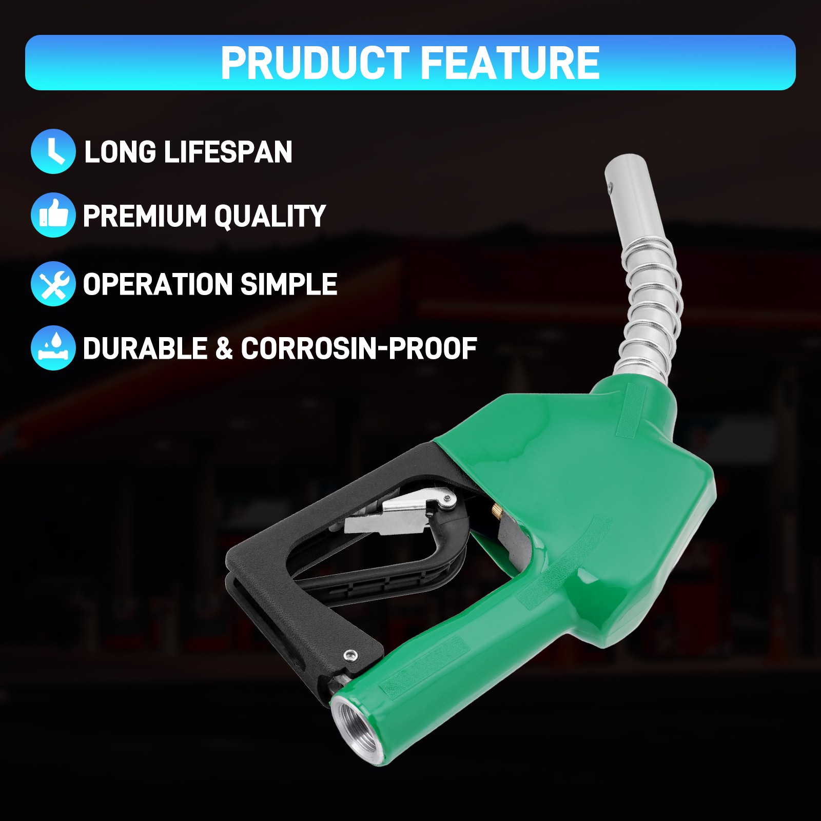 3/4" NPT Automatic Fuel Nozzle Shut-Off Fuel Nozzle Gas Pump 13/16" Spout Diesel