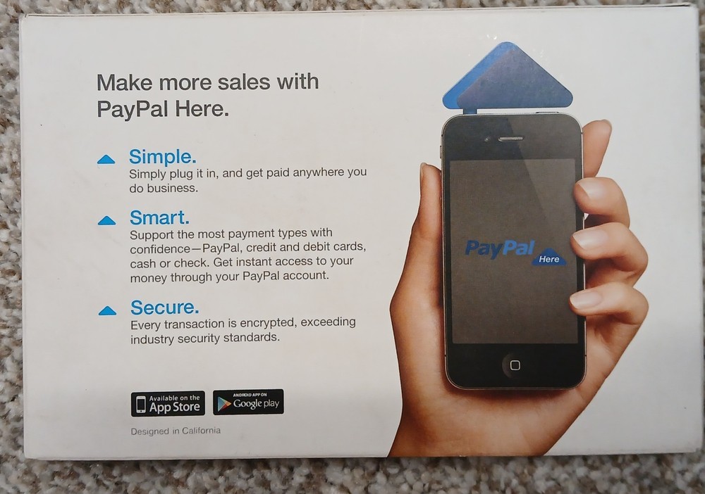 PayPal Here Triangular Aux Port Headphone Jack Credit Card Reader Original Box