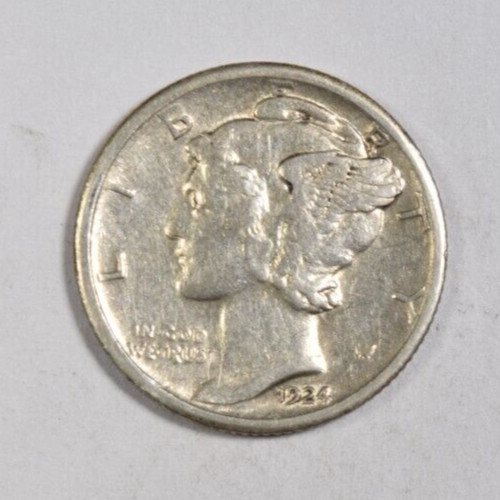 1924-S MERCURY DIME ~ NICE LUSTER AU ABOUT UNCIRCULATED!