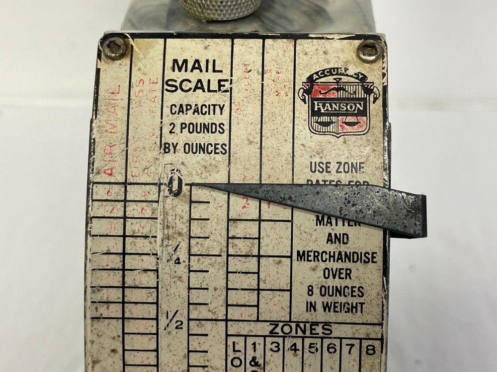 1952 Hanson Model 1546 2 Pound Marbleized Plastic Vintage Mail Scale