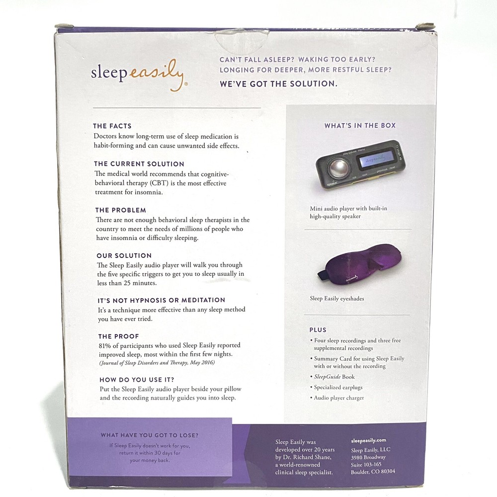Sleep Easily Sound Therapy Device Training Aid System New Easy