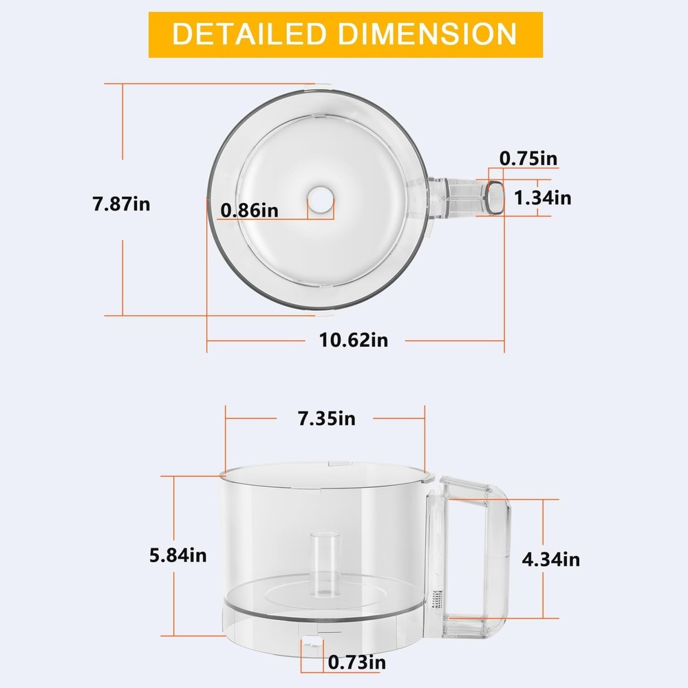 for Robot Coupe 112203 R2N Food Processor 3 Quart Clear Bowl
