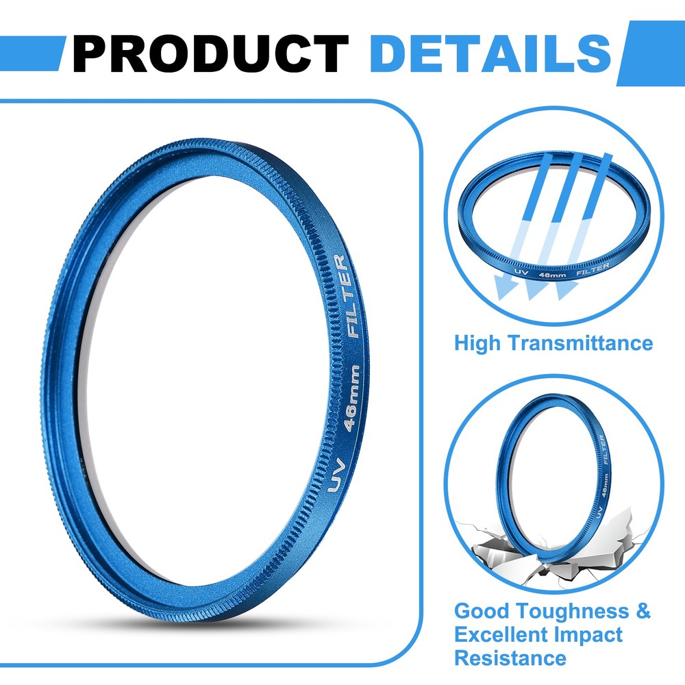 46mm Ultra Slim Lens Filter Multi Coating Camera Len Filter, Blue