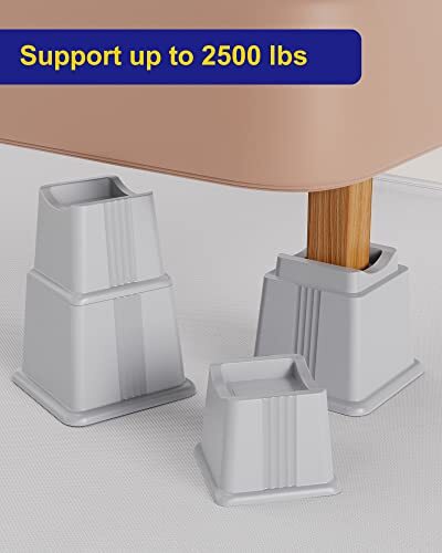 3 Inch Heavy Duty Bed Risers Stackable Blocks for Couch Chair Bedpost, 4 Pack