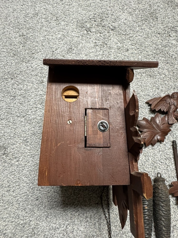 Vintage Germany Black Forest Strike,Cuckoo Clock, 2 Weights Driven Read