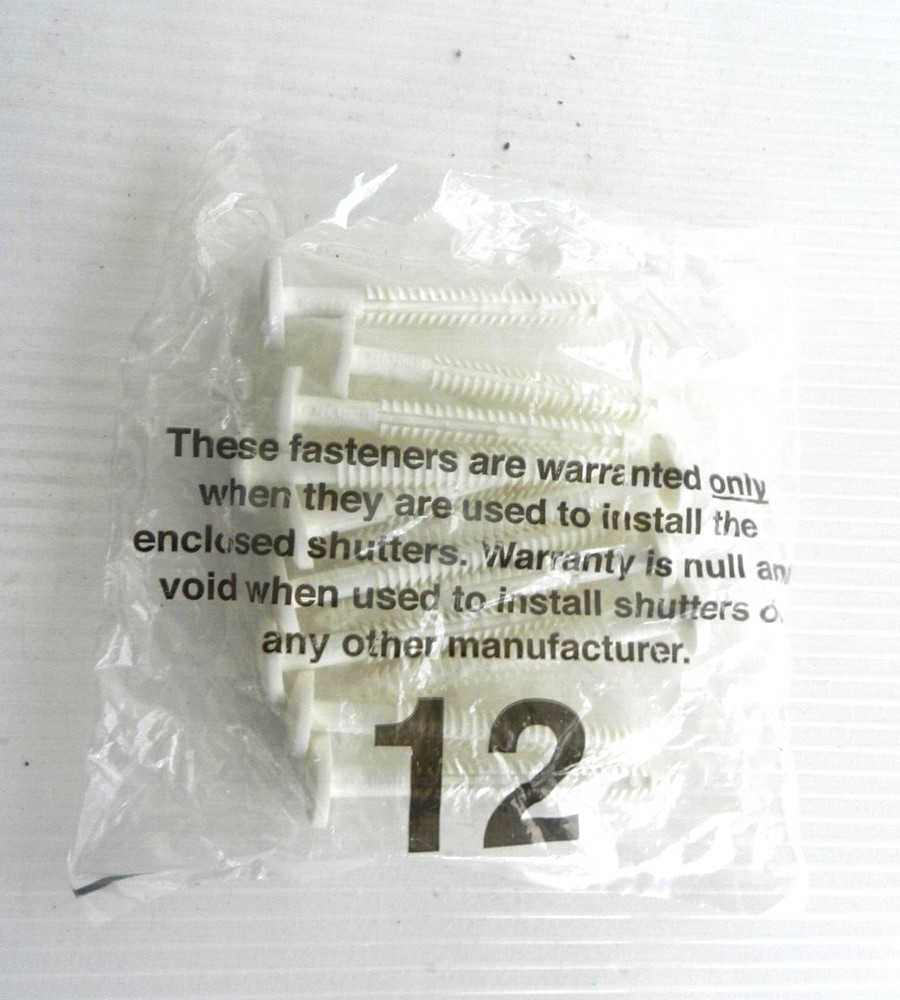 Shutter Fasteners - White Plastic- Sealed Package of  12 Fasteners