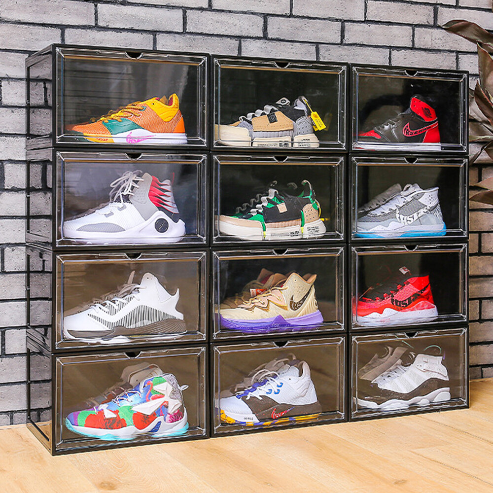 4/8/12x Shoe Organizers Box Sneaker Rack Storage PP Clear Boots Shelf Stackable