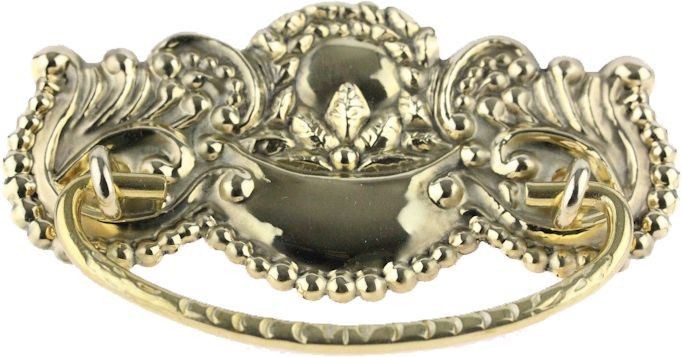 3" Flower & Leaf Design Bail Pull Solid Brass