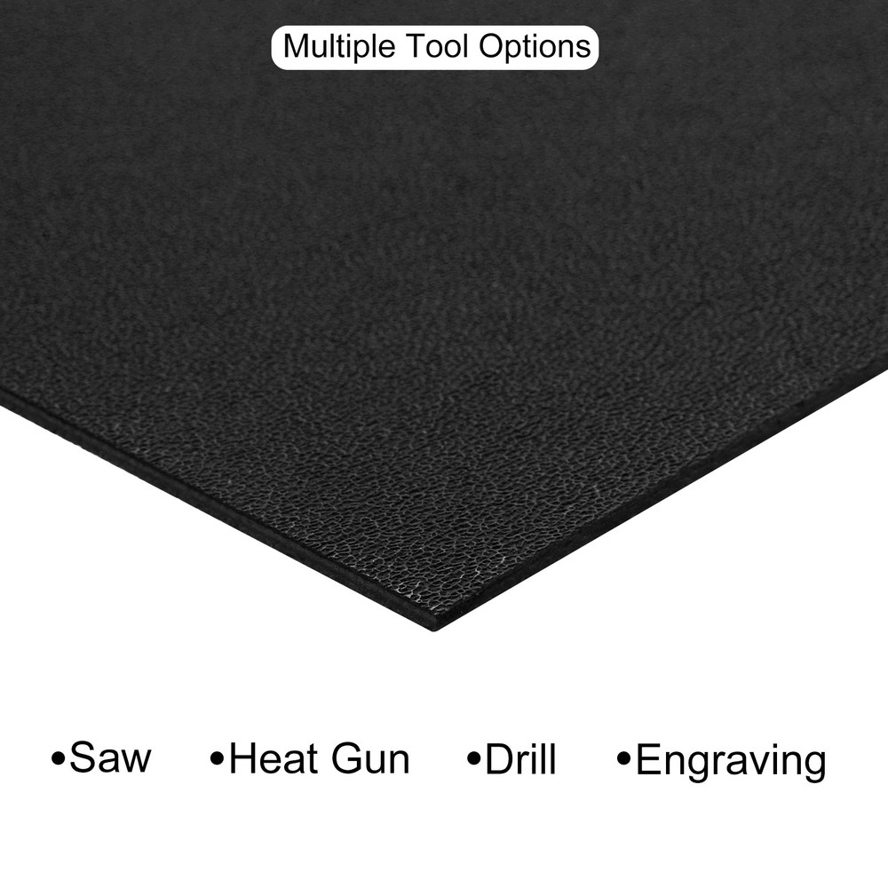ABS Plastic Sheet 8 x 12",Flexible Sheets 1/16" Thick Leather Texture Black 2Pcs