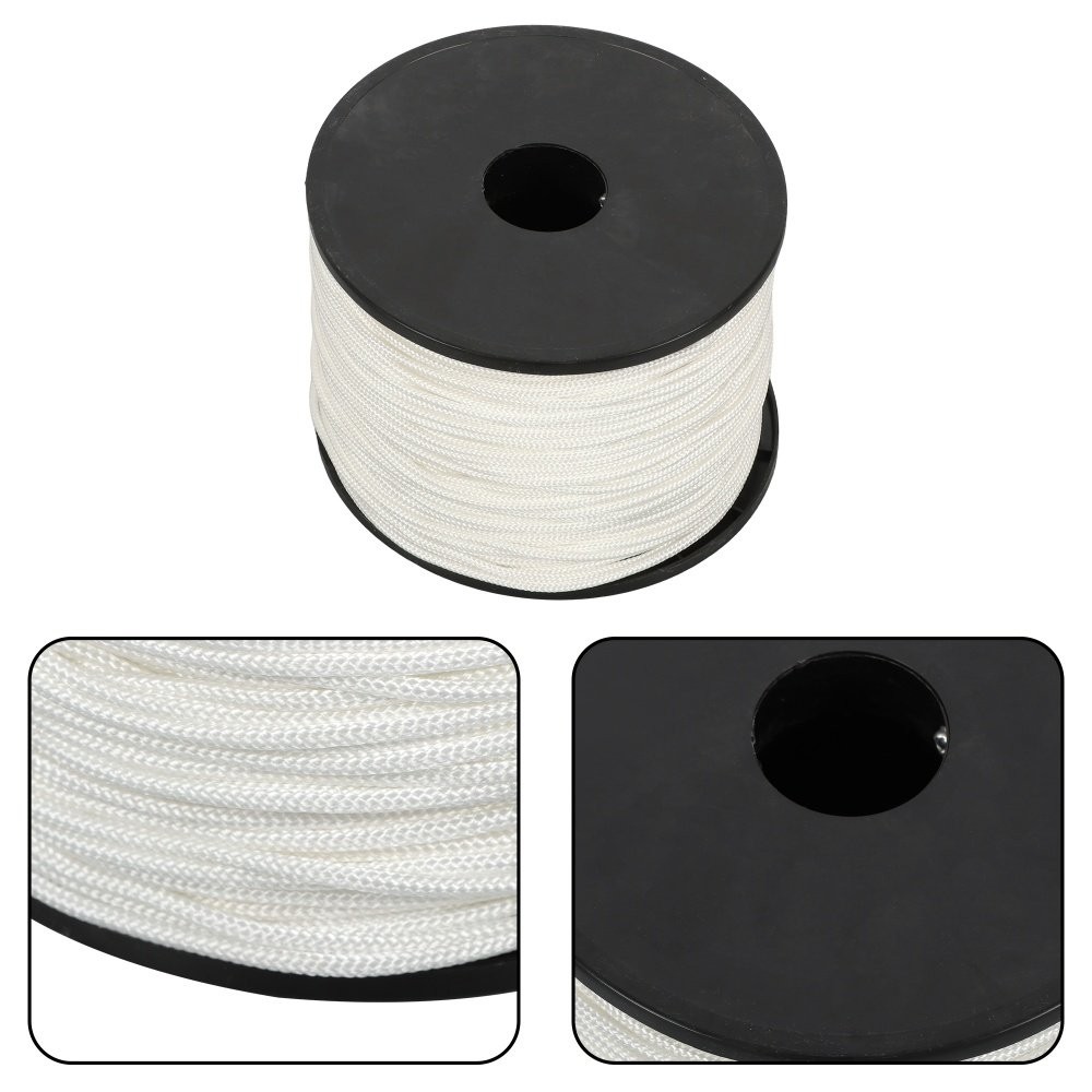 1/8" × 500' White Nylon Rope Sturdy Spool Solid Braid Rope Abrasion Resistance
