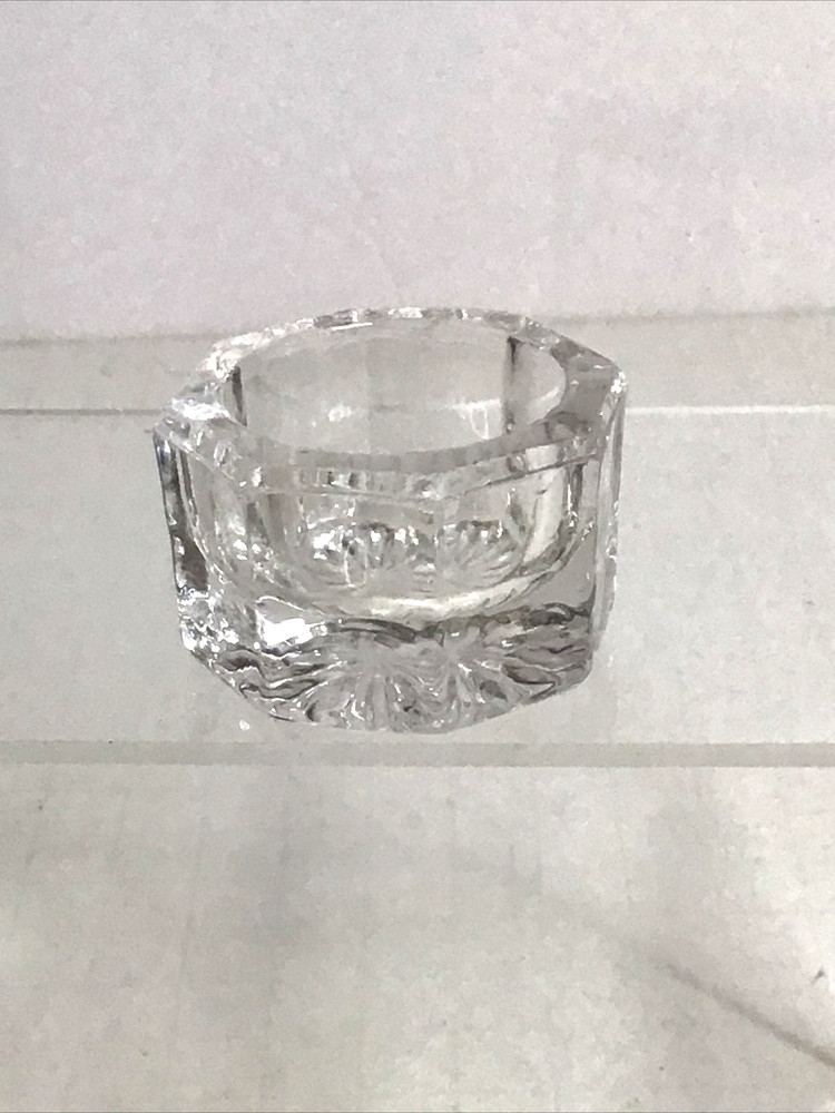 Vintage Open Salt Cellar Octagon Shaped Star Bottom Clear Glass