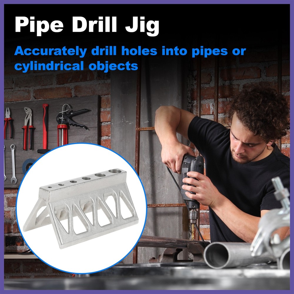 Handheld Pipe Drill Jig for Pipe/Cylinder Triangle Pipe Drilling Guide Block
