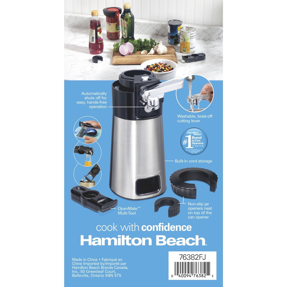 Hamilton Beach Openstation Automatic Electric Can Opener with Tools, Stainless