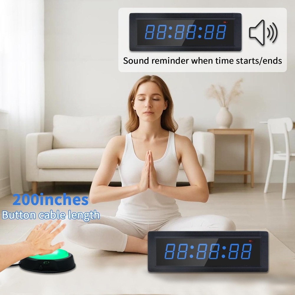 Gym Timer Clock with Remote Control & Push Button,7 RGB Color, Programmable I...