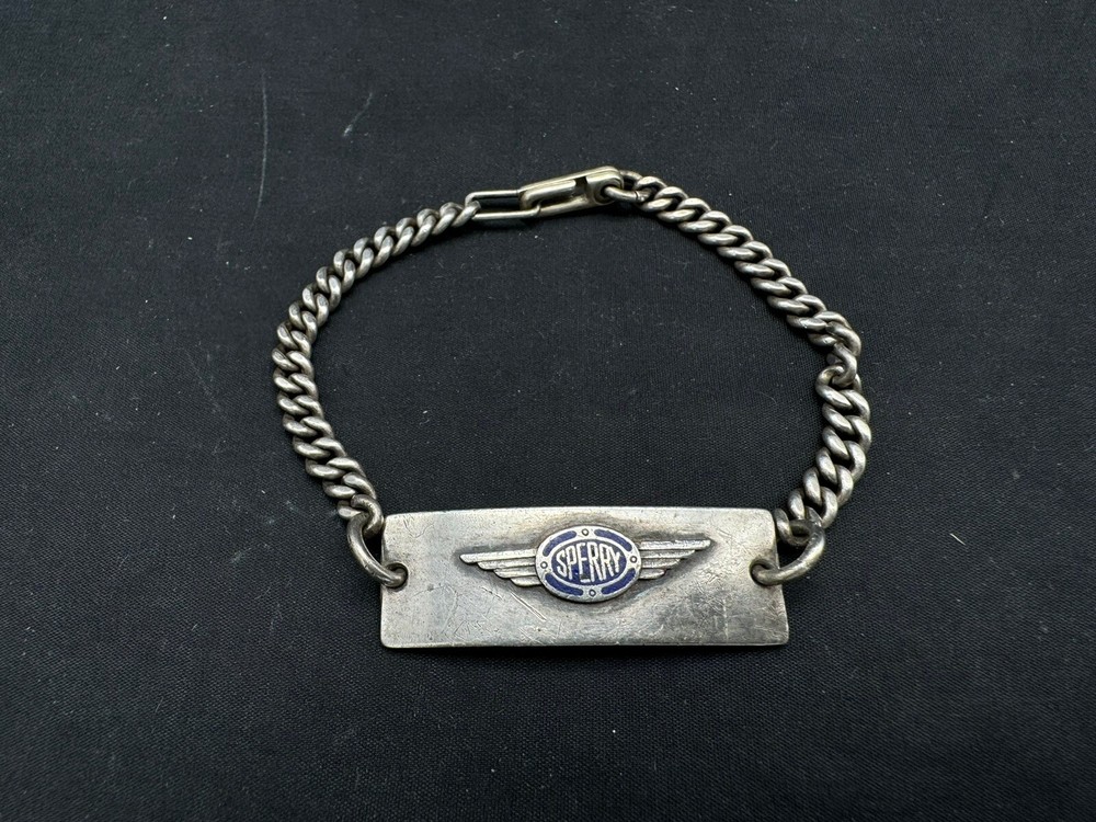 WWII STERLING SILVER ENAMEL ID BRACELET