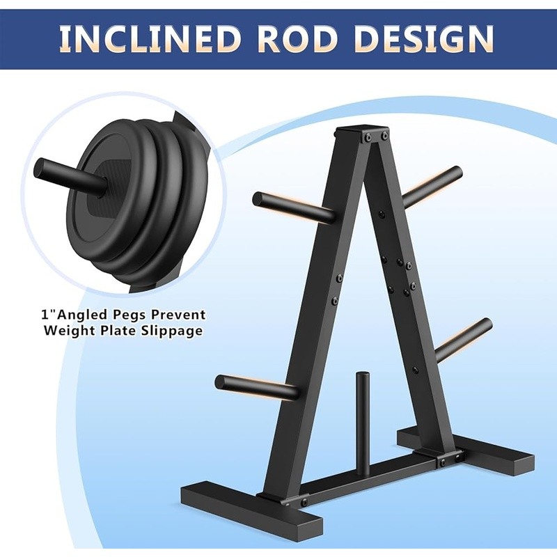 Durable Olympic Weight Plate Tree Rack Compact Space-Saving Steel Storage Stand