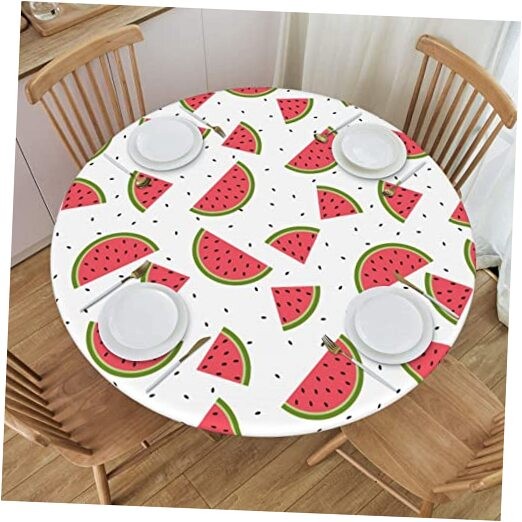 Elastic Edged Tablecloth - Elastic Fitting Round Table 58" (Round) Watermelon