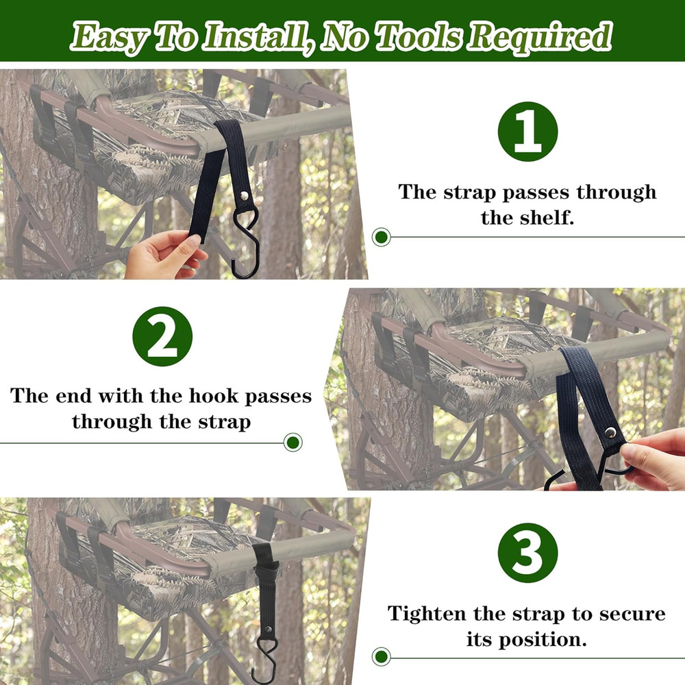 Heavy Duty 4 Pack Treestand Strap Hooks for Easy Installation and Use