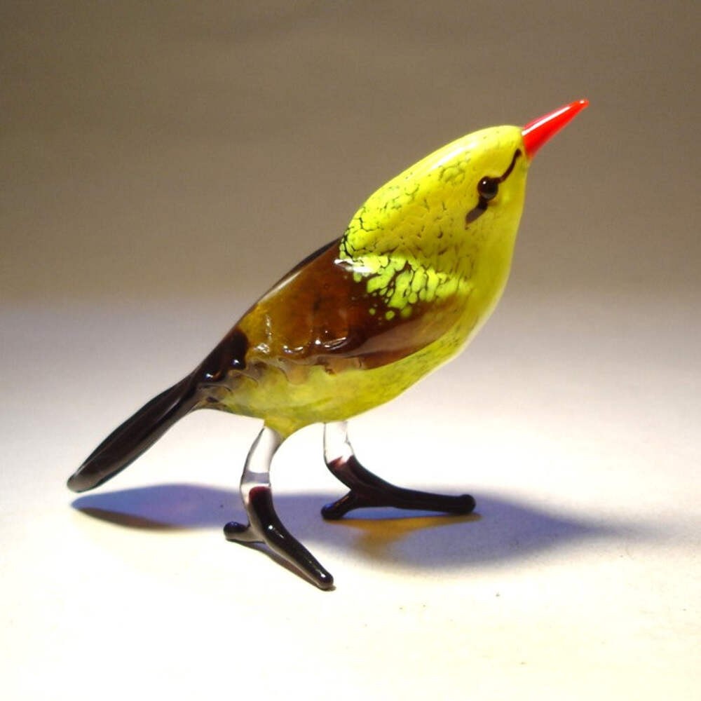 Glass Yellow Bird Figurine