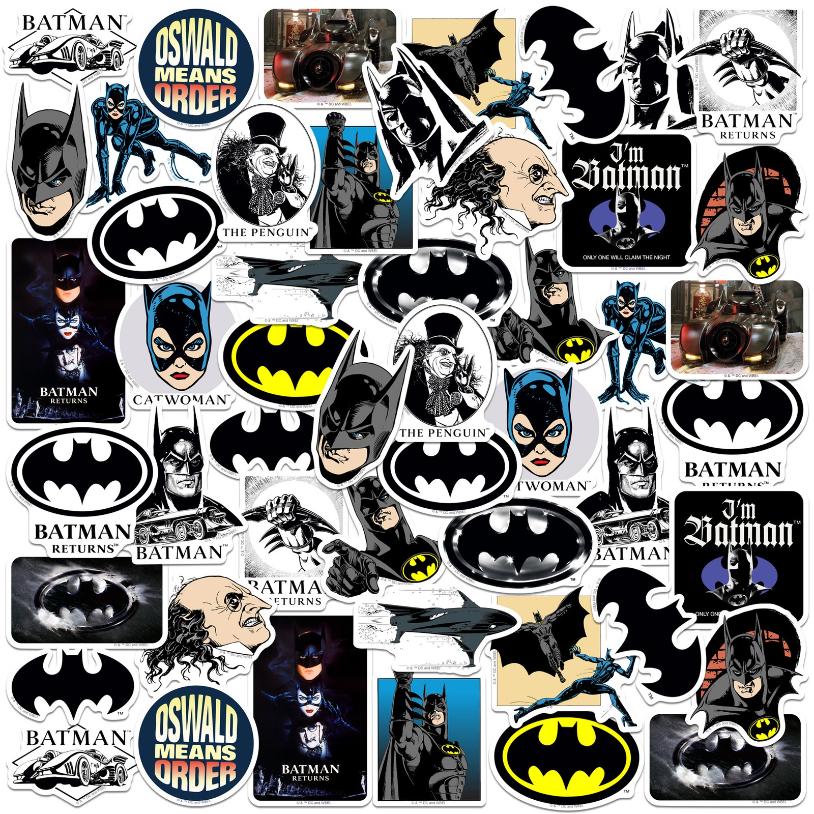 BATMAN RETURNS COLLECTION DIE CUT VINYL 50 CT STICKER PACK