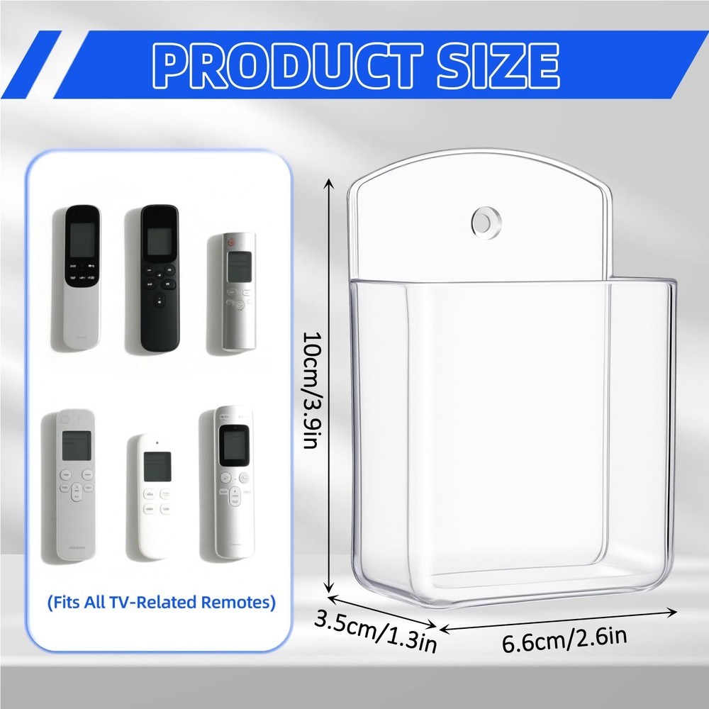 12 Pcs Remote Control Holder Wall Mount Self Adhesive TV Controller Holder Tr...