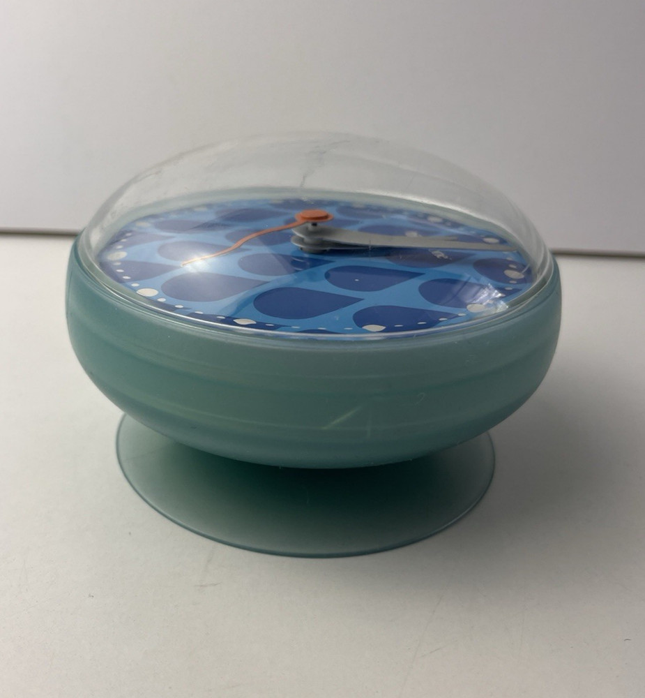 Vintage Timestone Blue Retro Suction Round Wall Clock Tested & Working