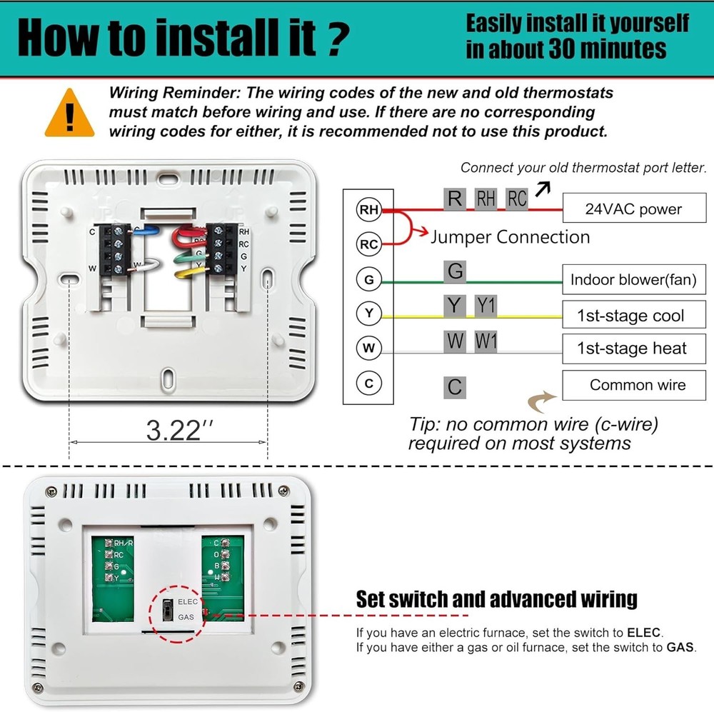 1 Heat/1 Cool Non-Programmable Thermostat with Backlight & Delay Protection