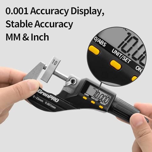 Digital Micrometer Measuring Tool, Professional Inch/Metric Precision 0-25mm