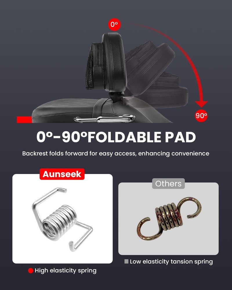 Aunseek Driver Backrest Adjustable Ride Plug-in Motorcycle Black