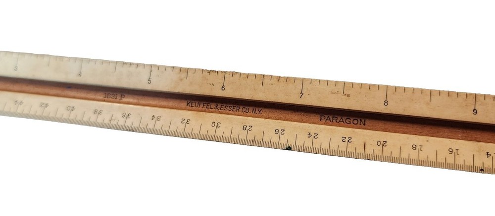Vintage Keuffel & Esser Paragon 1631P Triangular Scale Drafting Ruler